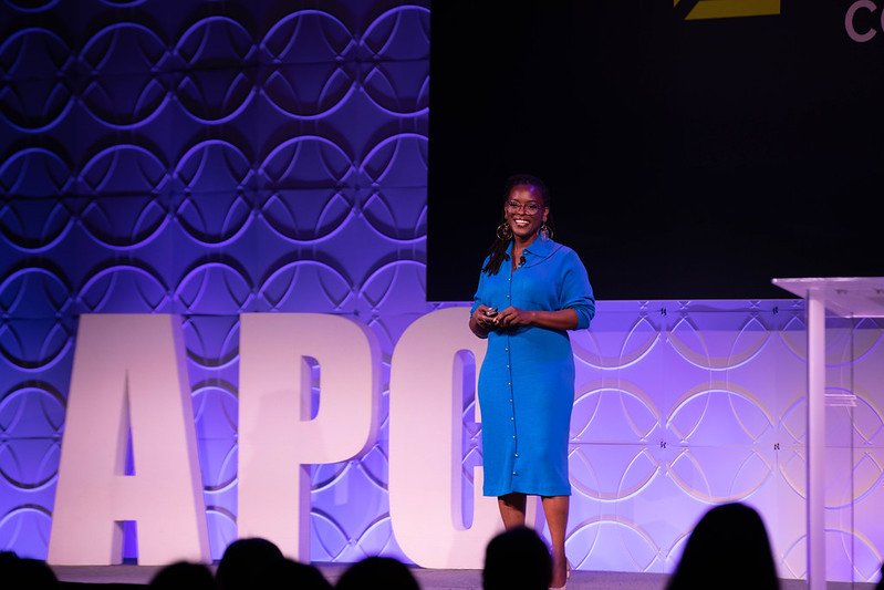 Keynote speaker Keisha B. Free during session at APC 2025 in Seattle, WA