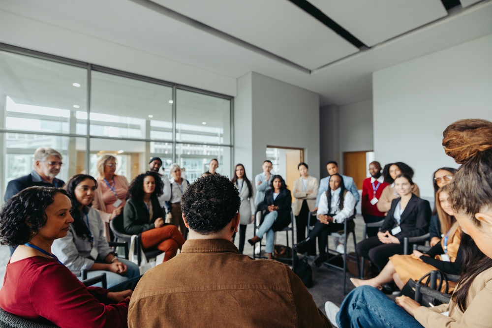 Corporate team discussing resiliency and organizational adaptability